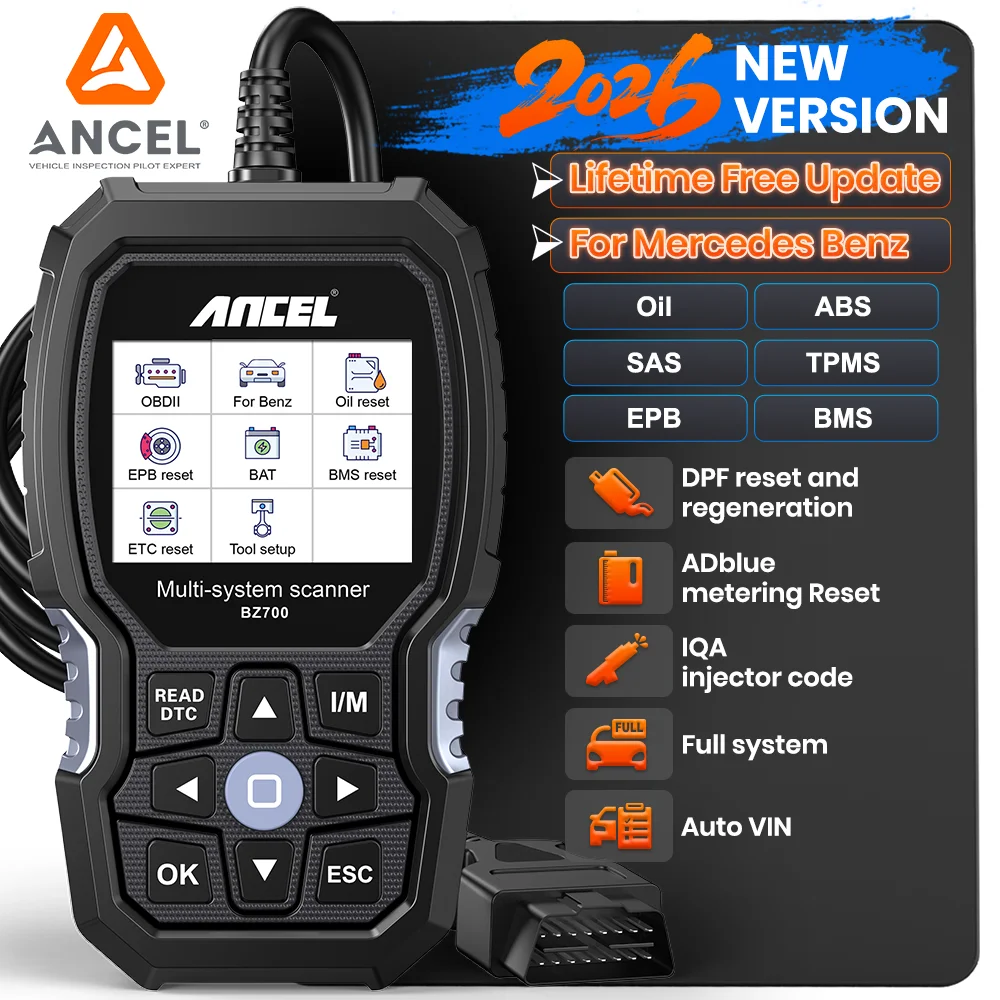 ANCEL BZ700 OBD2 Scanner per Mercedes per Benz Sprinter Smart All System Strumento di scansione ABS SRS SAS Reset olio Strumento diagnostico per auto