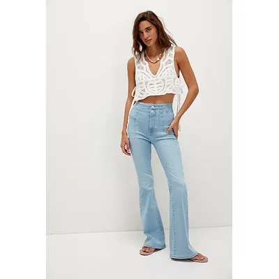 We The Free Jayde Flare Jeans at Free People in Washed Out, Size: 30 S
