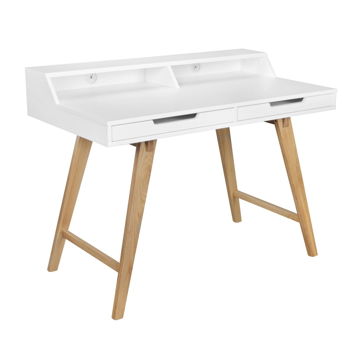 KADIMA DESIGN Schreibtisch 110 x 85 x 60 cm MDF-Holz skandinavisch weiß matt Arbeitstisch, Design Laptoptisch mit Kabeldurchlass, Bürotisch mit Image
