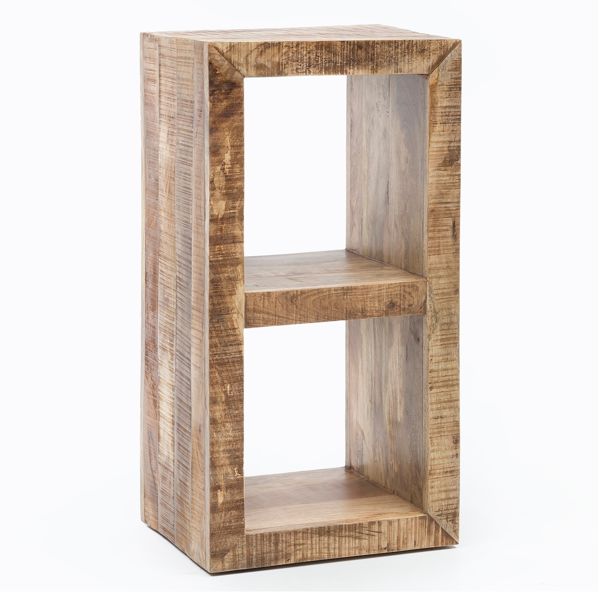 KADIMA DESIGN Standregal Massivholz Mango 90 x 45 x 35 cm 2 Böden, Design Holz Regal Natur, Beistelltisch Landhaus-Stil, Kleines Bücherregal Holz Image