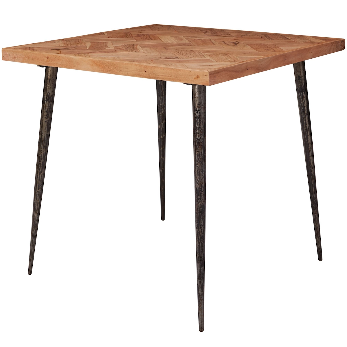 KADIMA DESIGN Esszimmertisch 80x76x80 cm Massivholz Akazie / Metall Industrial, Esstisch Massiv Klein, Küchentisch Holztisch Esszimmer, Kleiner Speisetisch Holz, Image