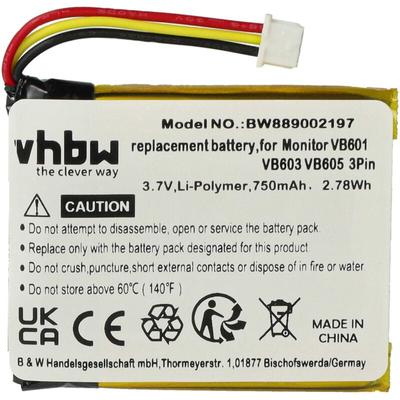 Vhbw - 1x Akku kompatibel mit Syosin Babyphone Babytalker (750 mAh, 3,7 v, Li-Polymer) Image