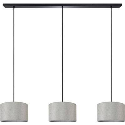Paco Home - Pendellampe Wohnzimmer Deckenleuchte Stoff Lampenschirm Modern Einfarbig Rund Grau Image