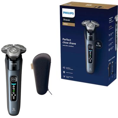 Elektrorasierer PHILIPS "Series i9000 X9001/10", blau (taubenblau), ElektrorasiererB:16cm H:24,5cm T:8cm, mit SkinIQ Technologie, inkl. Reiseetui, B:16cm H:24,5cm T:8cm