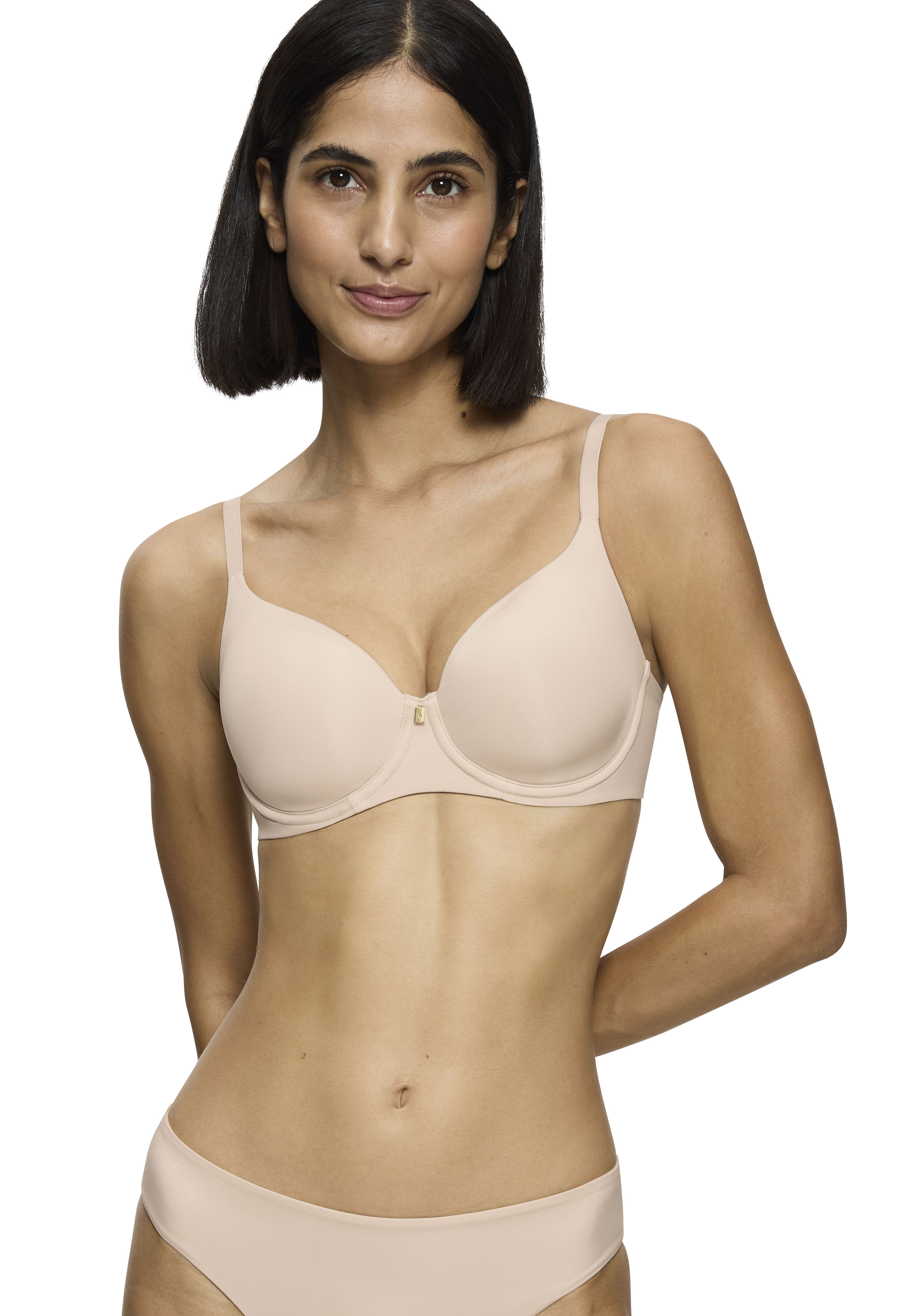 Bügel-BH TRIUMPH "Body Make-Up Essentials", Damen, Gr. 80, Cup D, beige, Microtouch, Obermaterial: 45% Polyester, 40% Polyamid, 15% Elasthan, Basic, BHs Bügel-BH, leicht, glänzend, weiche Einlagen