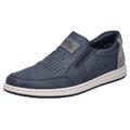 Slipper RIEKER, Herren, Gr. 44, blau (blau, grau), Lederimitat, casual, Schuhe, Slip-on Sneaker, Loafer, Komfortschuh mit Gummizug für guten Sitz