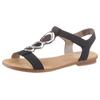 Riemchensandale RIEKER, Damen, Gr. 37, blau (nachtblau), Nubuklederimitat, unifarben, elegant, Schuhe, Sommerschuh, Sandalette, Blockabsatz, mit Klettverschluss-Riegel, Topseller