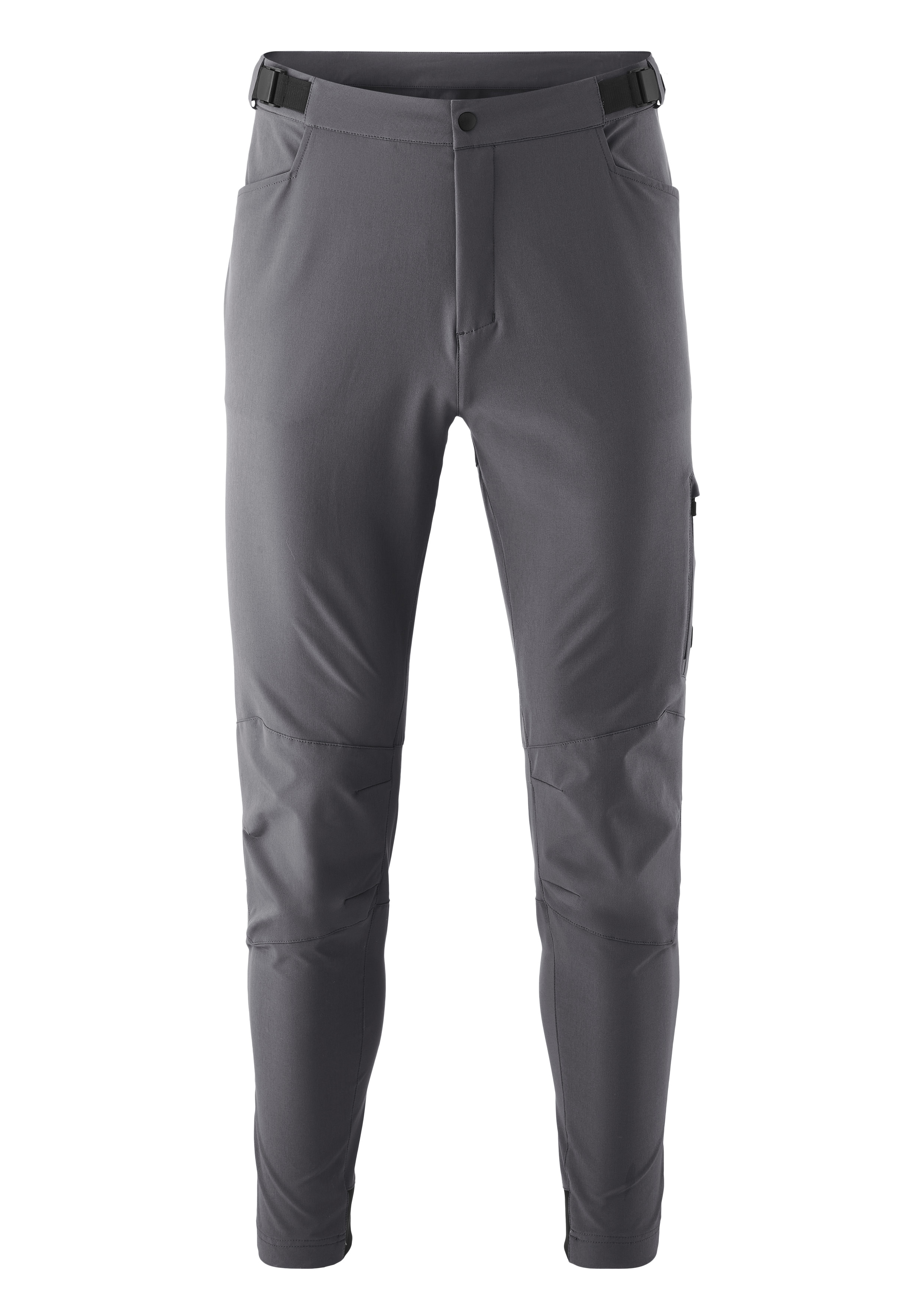 Fahrradhose GONSO "TRAIL PANTS M", Herren, Gr. XL, Normalgrößen, grau, 85% Polyester (recycelt), 10% Elasthan, 5% Polyamid, Hosen, Herren MTB-Hose ohne Sitzpolster, lange Radhose, verstellbarer Bund Image