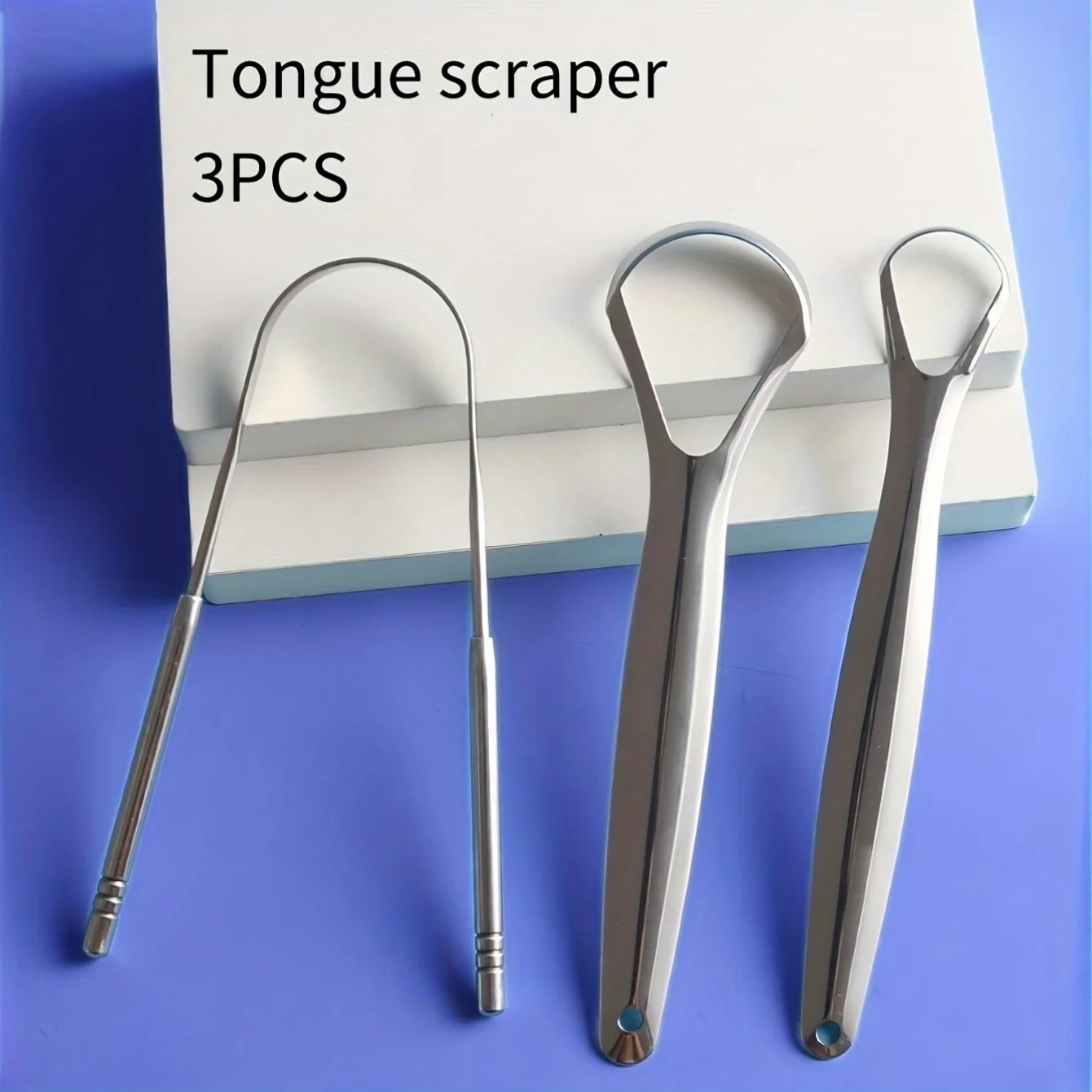 3 stücke Edelstahl Zunge Schaber U-förmigen Metall Frischen Atem Reinigung Beschichtete Zunge Zahnbürste Oral Hygiene Pflege Werkzeuge Image