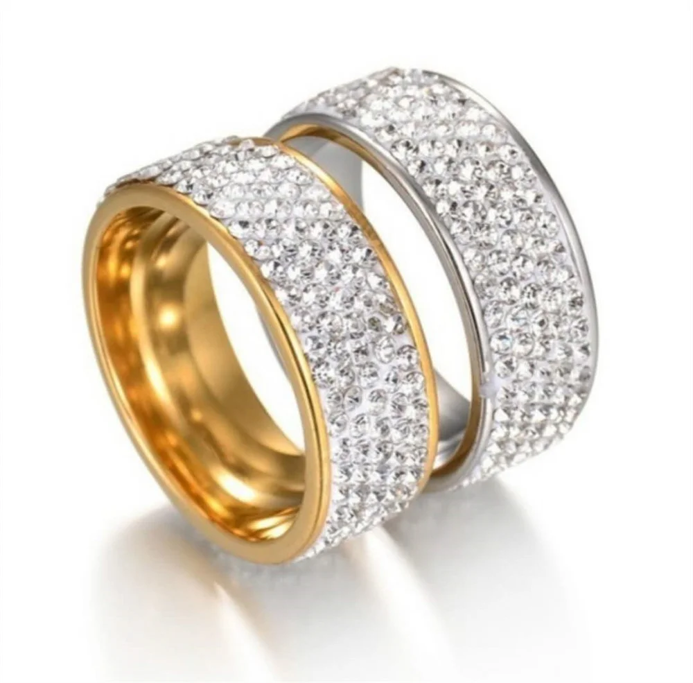 Hip Hop vereist bling voller cz Ring Gold Silber Farbe Edelstahl Hochzeit Verlobung ringe für Männer Frauen Party Schmuck Geschenk