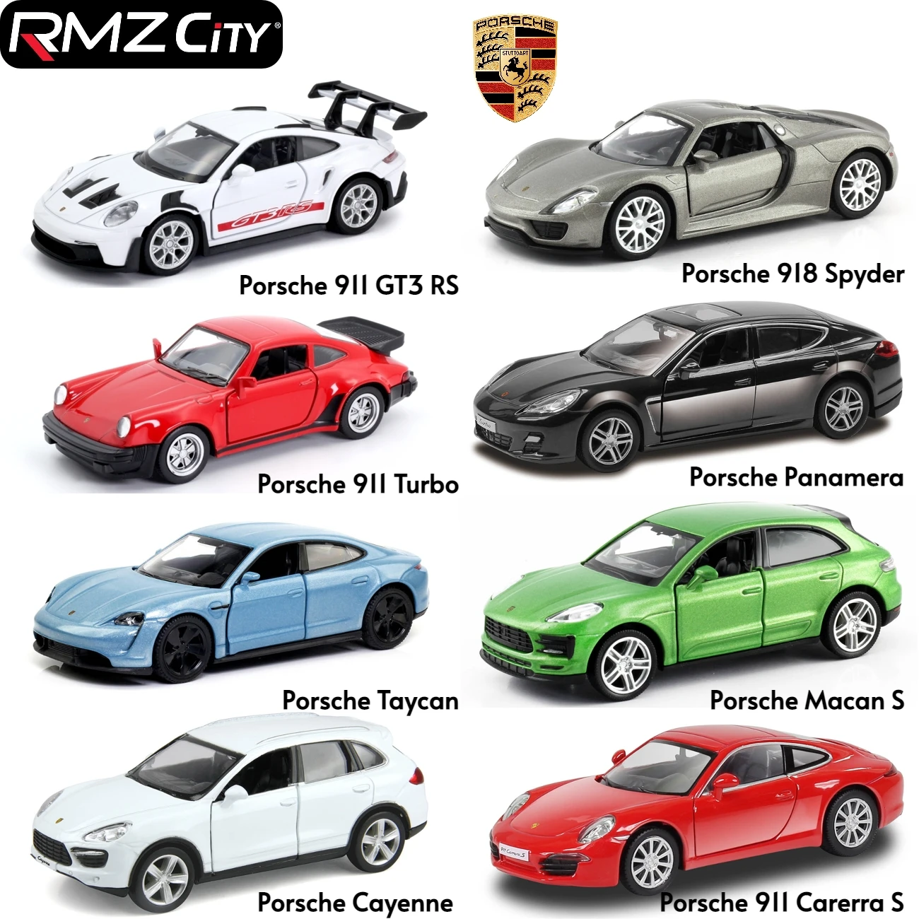 1/36 Porsche 911 GT3 918 Spyder Taycan Spielzeugauto Rennmodell RMZ CiTY Druckguss-Metall-Miniaturkollektion Geschenk für Jungen Kinder Image
