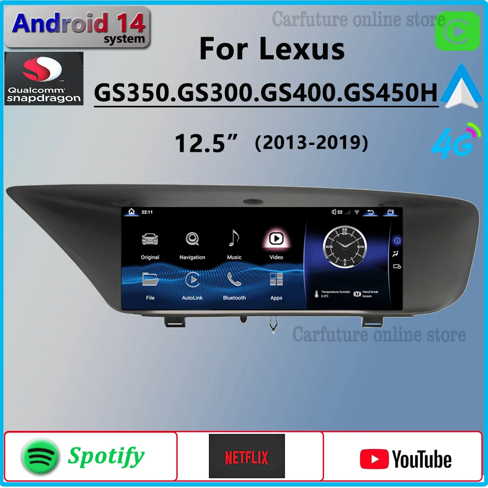 GS350 Android 14 Qualcomm Für LEXUS GS450H GS400 RHD 2013 2019 CarPlay Auto Radio Stereo GPS Navigation Netflix Multimedia Player Image