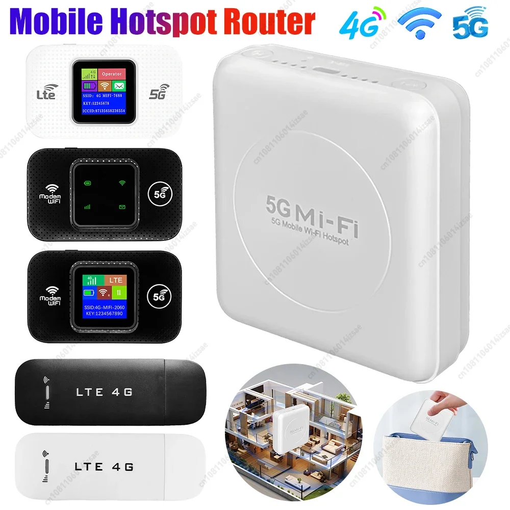 Mobiler 5G/4G-WLAN-Hotspot-Router, unterstützt 10 Benutzer mit SIM-Kartensteckplatz, 4G-Lte-Router, kabelloser Router, Taschen-Hotspot für Reisen nach Hause Image