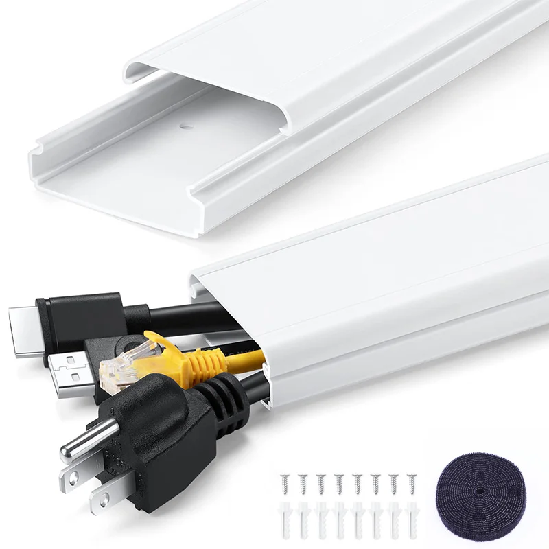 2 Stück Kabelabdeckungen für Wandmontage-TV – 34 Zoll Wandkabelmanagement Raceway, großer TV-Kabelversteck – bemalbare TV-Kabelabdeckung für die Wand Image