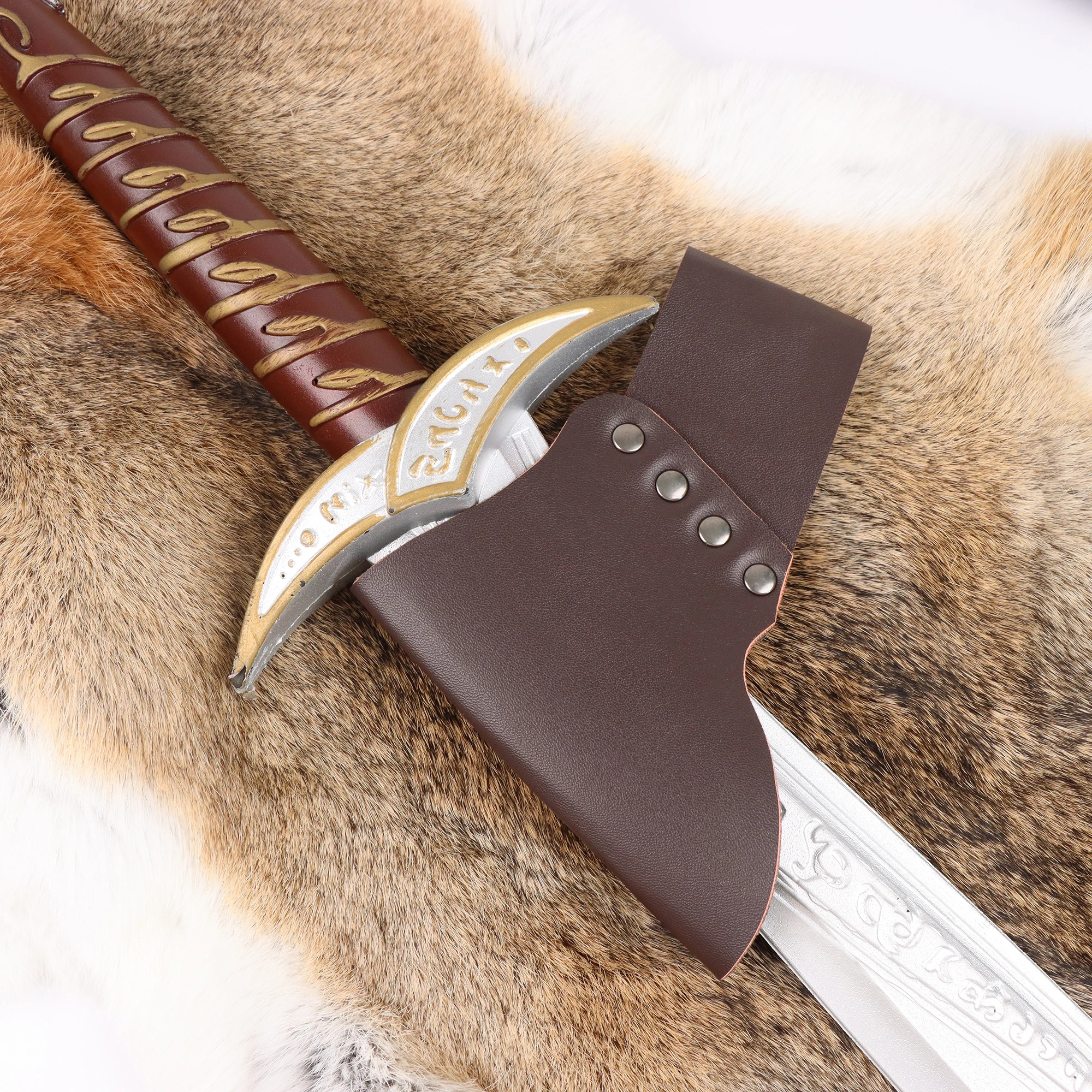 Mehrfarbiger mittelalterlicher Wikinger-Axt-Schutz, Vintage-Ritter, Schwert, Scheide, Halloween, Cosplay, Kostümzubehör Image