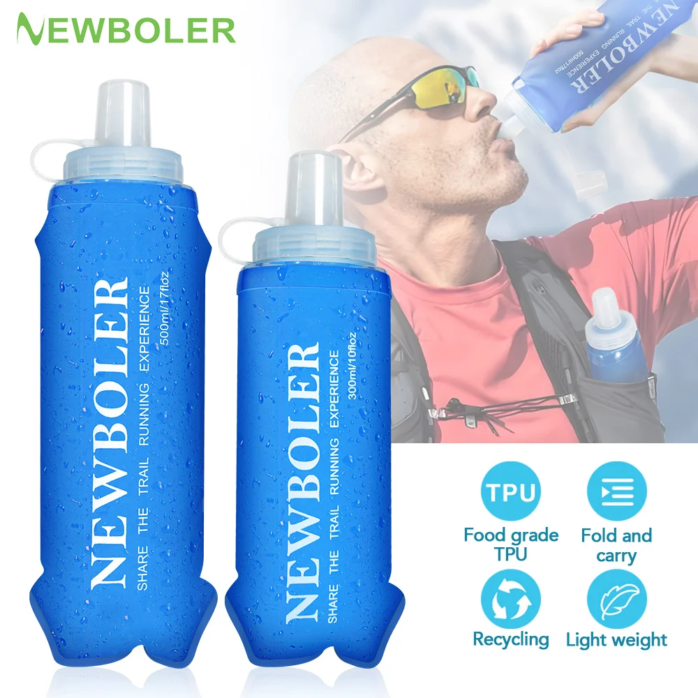 NEWBOLER 300/500ML Wasserflasche TPU Falten Weiche Flasche Outdoor Sport Wasserbeutel Zusammenklappbare Wasserflasche Laufen Camping Image
