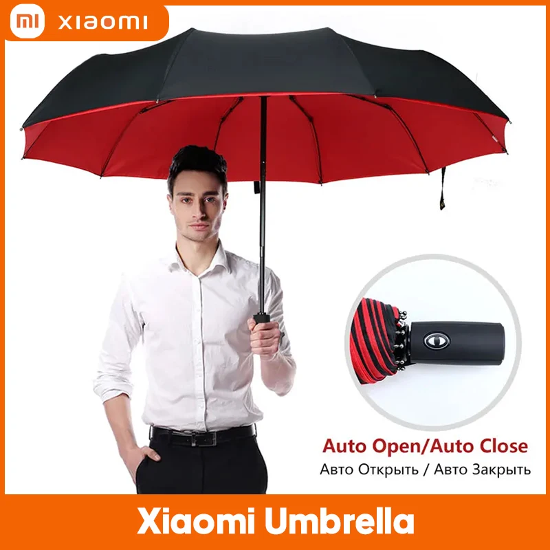 Winddichter, doppelschichtiger, beständiger Regenschirm, vollautomatisch, für Regen, für Männer und Frauen, 10 Karat, starker Luxus-Business-Männchen, große Regenschirme, Sonnenschirm Image