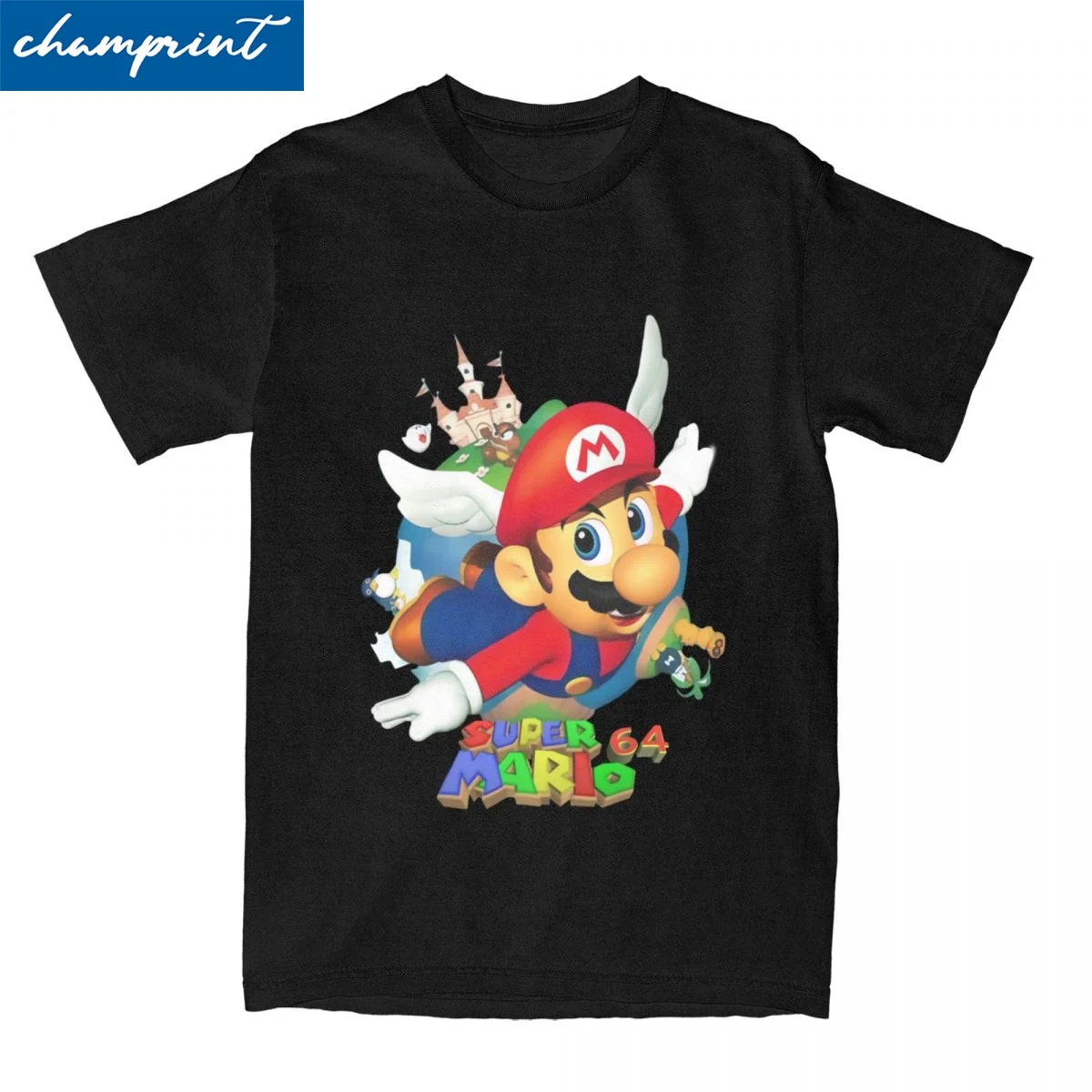 Super Marios World 64 T-Shirts für Männer und Frauen, reine Baumwolle, Neuheits-T-Shirts, runder Kragen, T-Shirt, kurzärmelig, Kleidung, Party Image