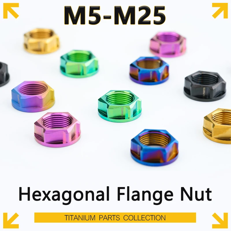 1 Stück Titanlegierungsmutter M5 M6 M8 M10 M12 M14 M16 M18 M20 M25 Länge 10–40 mm T25 Sechskant-Flanschmuttern Pitch 0,8/1/1,25/1,5 mm Image