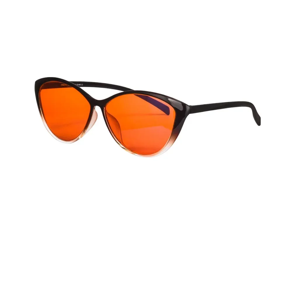 Damen-Brille, Y2k-Cat-Eye, große Größe, Anti-Blaulicht-Computerbrille, keine Dioptrien, rot-orange Linse, besserer Schlaf, lange Spiele