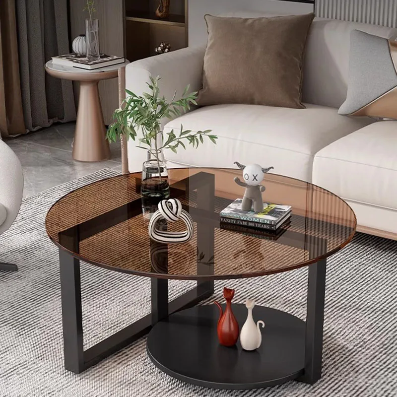 Transparenter, platzsparender Couchtisch, einzigartiger Mechanismus, Dekoration, Designer-Couchtisch, rund, schlicht, Couchtisch, Wohnmöbel Image