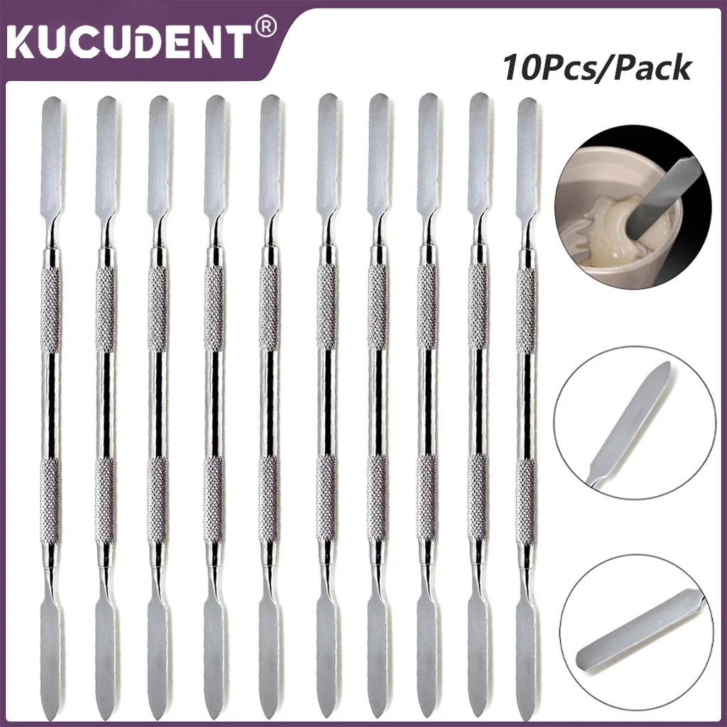 10Pcs Dental Mischen Spatel Werkzeug Zement Spatel Spatel Doppel Enden Edelstahl Zahnarzt Mischen Stick Restaurative Füllung Image