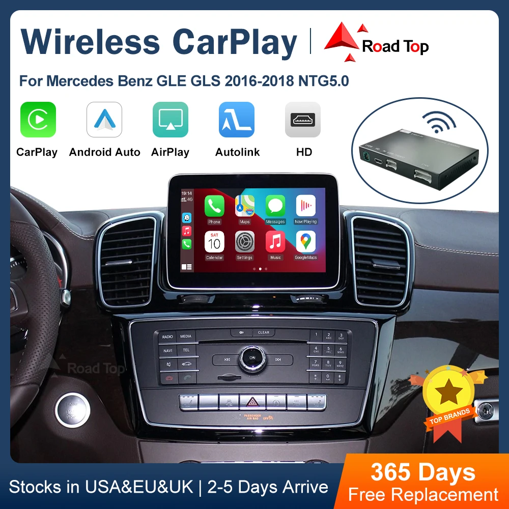 RoadTop Wireless CarPlay Android Auto für Mercedes Benz GLE & GLS-NTG5.0 2016-2018 mit Mirror Link AirPlay Car Play Image