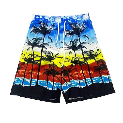Herren Boardshorts Badeshorts Badehose Tropisch Bedruckt Kordelzug Mit Taschen Schnelltrocknend Mit Taschen Boardshorts Unterteile Surfen Strand Wassersport Sommer Image