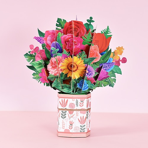 1 Stück Frohen Muttertag Pop-Up Karte Mit Notizkarte Und Umschlag Beste Mama Aller Zeiten 3D Grußkarte Blumen Schmetterlinge Pop-Up Box Karte Bestes Geschenk Für Mama Mutter Großmutter Tochter Image