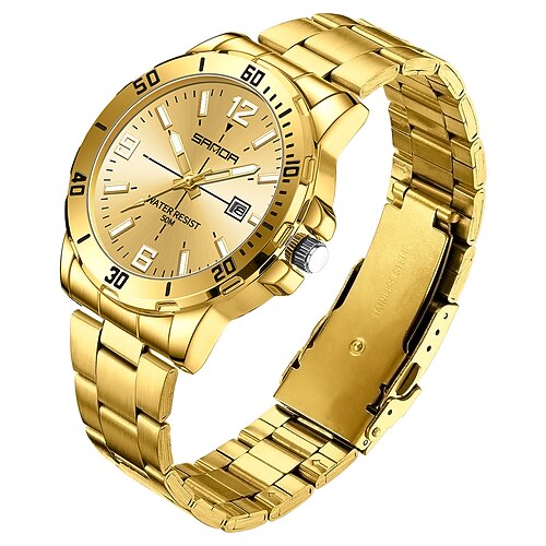 Sanda 3265 Herren Quarzuhr einfache und modische große Zifferblatt Nachtlicht wasserdicht Band Kalender Armbanduhr Image