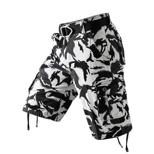 Herren Cargo-Shorts Shorts mit Camouflage-Muster Shorts Sommershorts Reißverschluss Mehrere Taschen Klappentasche Tarnung Komfort tragbar Kurz Outdoor Urlaub Sport Lässig Schwarz Armeegrün Image
