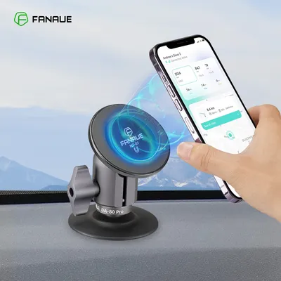 FANAUE Aluminum Magnetic Car Phone Holder Stand for Center Control Screen Dashboard for iPhone 14 13