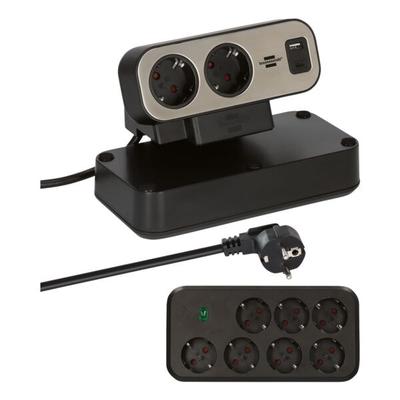 Brennenstuhl 9-fach Tischsteckdosenleiste »estilo Duplex USB« schwarz, silber schwarz, 13x14.8x24 cm
