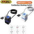 NNBILI Interruttore da tavolo per computer Luci a LED Scheda madre per PC Pulsante di accensione/spegnimento di avvio esterno Cavo di prolunga da 2 m per ufficio domestico ﻿