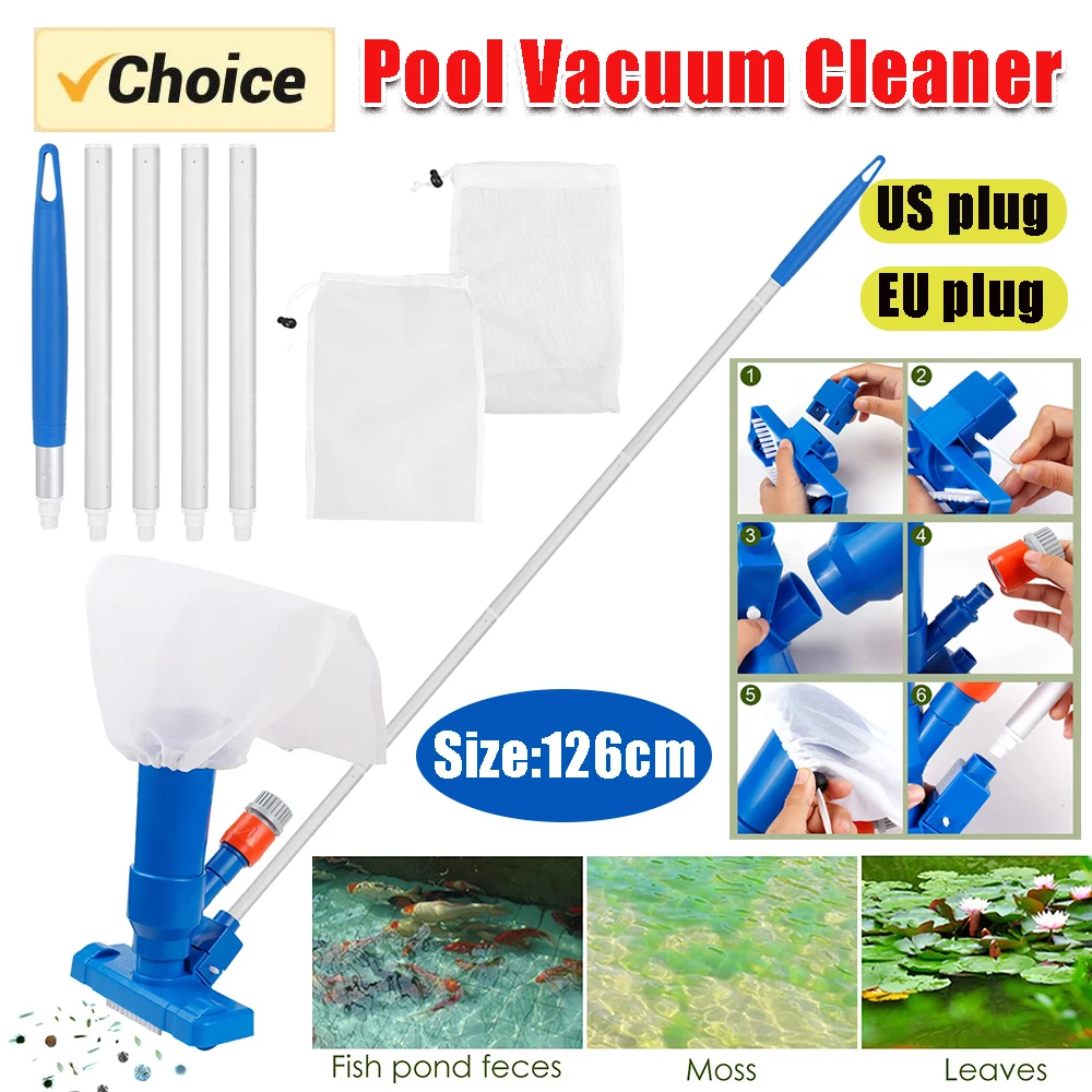 Kit de livres d'aspirateur de piscine, fond de piscine propre, filet de filtre, petit aspirateur de piscine, écumoire de livres, outil de piscine, 1.26m