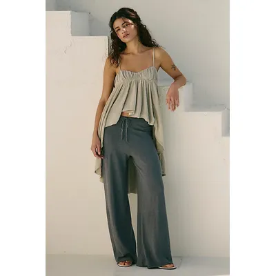 Avalon Cotton-Linen Sweater Pants by free-est at Free People in Smoked Pearls Combo, Size: XS
