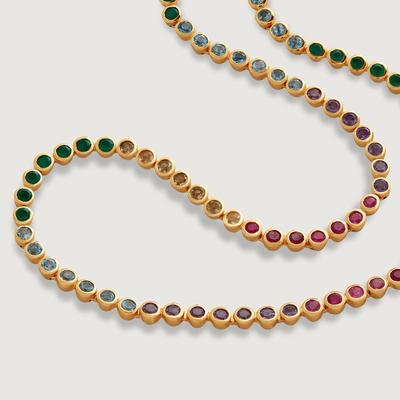 Gold Gemstone Essential Tennis Necklace Adjustable 41-46cm/16-18' Mix