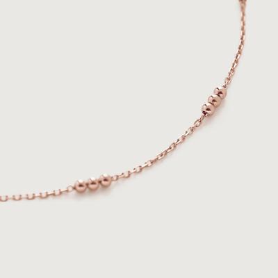 Rose Gold Triple Beaded Chain Necklace 14-16'