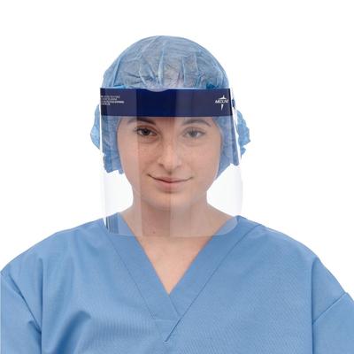 Medline Disposable Face Shield with Foam Top and Elastic Band, Full Length, 7.5