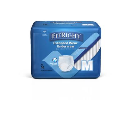 Medline Extended Wear Adult Underwear, Size M (28" to 40" Waist), 16/BG (MSC53005H)