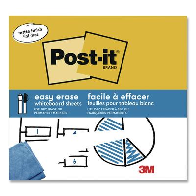 Post-it Easy-Erase Whiteboard Sheets, Plastic Surface, 9.1 x 9.1, White, 2/Pack (MMMFWSSHEETS2PK)