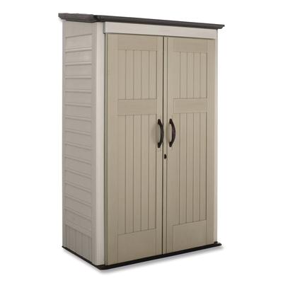 Rubbermaid Vertical Storage Shed, 53 cu ft, 2.5 ft x 4 ft x 7 ft, Sandstone/Faint Maple (RUB5L3000SDONX)