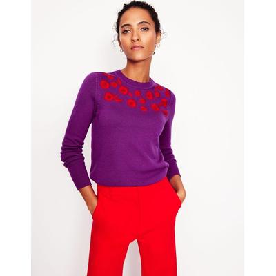 Embroidered Floral Jumper - Purple - Boden Knitwear