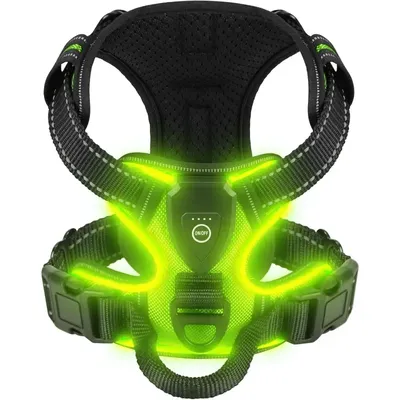 LED Luminous Dog Harnesses for Dog Walking Safety At Night USB Rechargeable Dog Vest with Three LED Light Modes