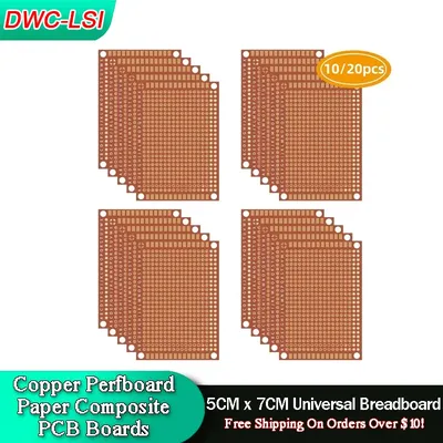 10/20 Pcs Copper Perfboard Paper Composite PCB Boards 5CM x 7CM Universal Breadboard Single Sided