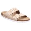 Pantolette ROHDE "ALBA", Damen, Gr. 41, gold (goldfarben), Leder, metallic, klassisch, Schuhe, Sommerschuh, Hausschuh, Zweischnaller, Schlappen mit Softfußbett