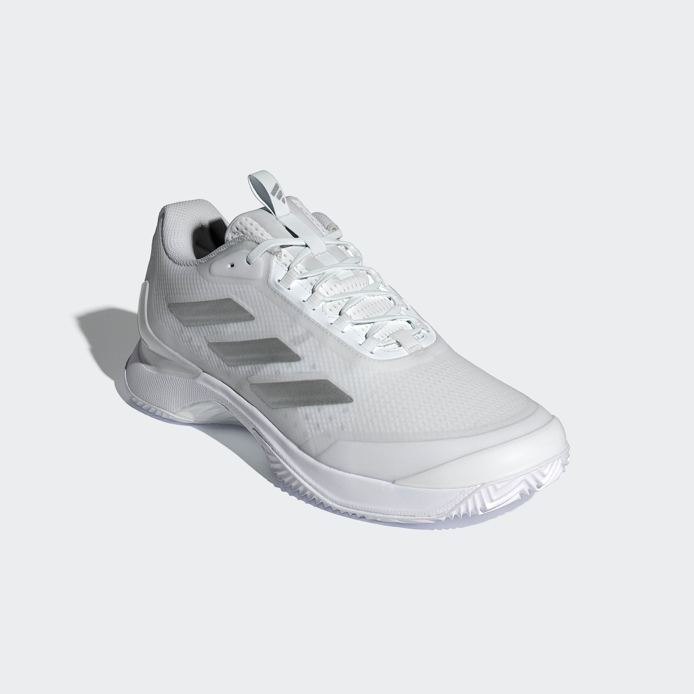 Tennisschuh ADIDAS PERFORMANCE "AVACOURT 2 CLAY", Damen, Gr. 42, weiß (cloud weiß, silber metallic, cloud weiß), Synthetik, Textil, Schuhe