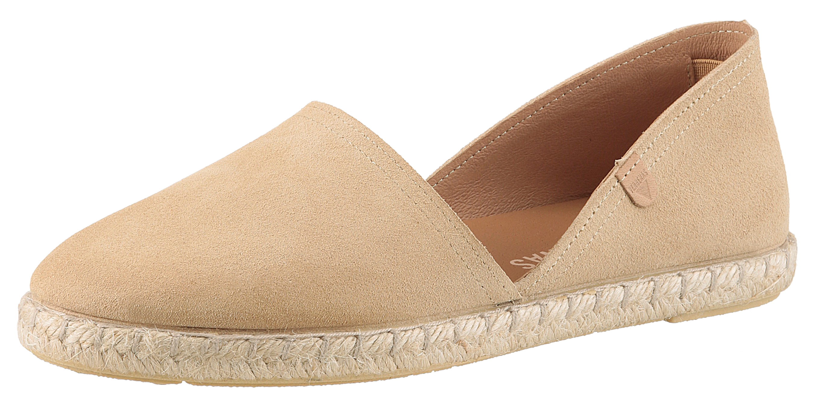 Espadrille VERBENAS "CARMEN SERRAJE", Damen, Gr. 38, beige (sand), Veloursleder, Schuhe Espadrille, Schlupfschuh, Sommerschuh, Loafer mit typischem Jute-Rahmen
