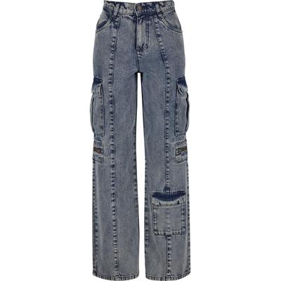 Cargohose URBAN CLASSICS "Urban Classics Ladies Loose Utility Denim Pants", Damen, Gr. 28, Normalgrößen, dirty washed, 100% Baumwolle, unifarben, loose fit, Hosen Image