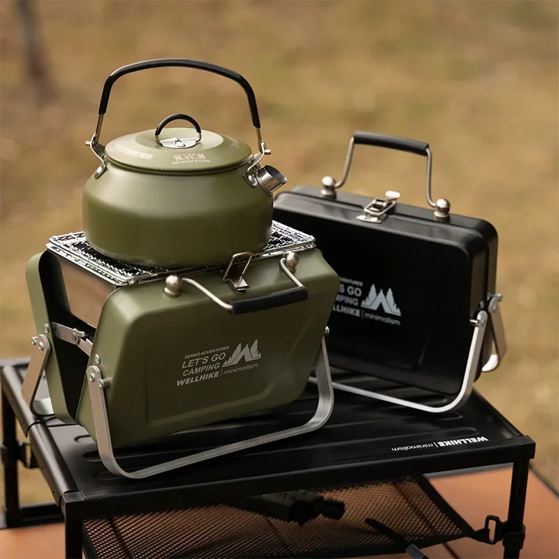 WELLHIKE Mini-Grill, tragbarer Grill, Potluck-Grill, Outdoor-Camping, tragbar, faltbar, abnehmbar, Grill Image